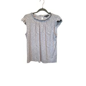 Adrianna Papell Women's Blouse Medium | White Black Polka Dot Ruffle Sleeve  Top